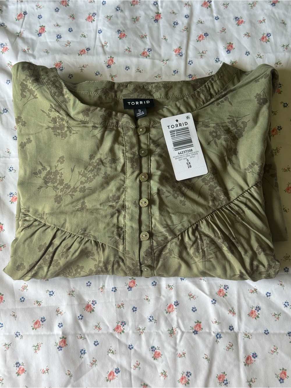 Torrid Olive Green Floral Blouse